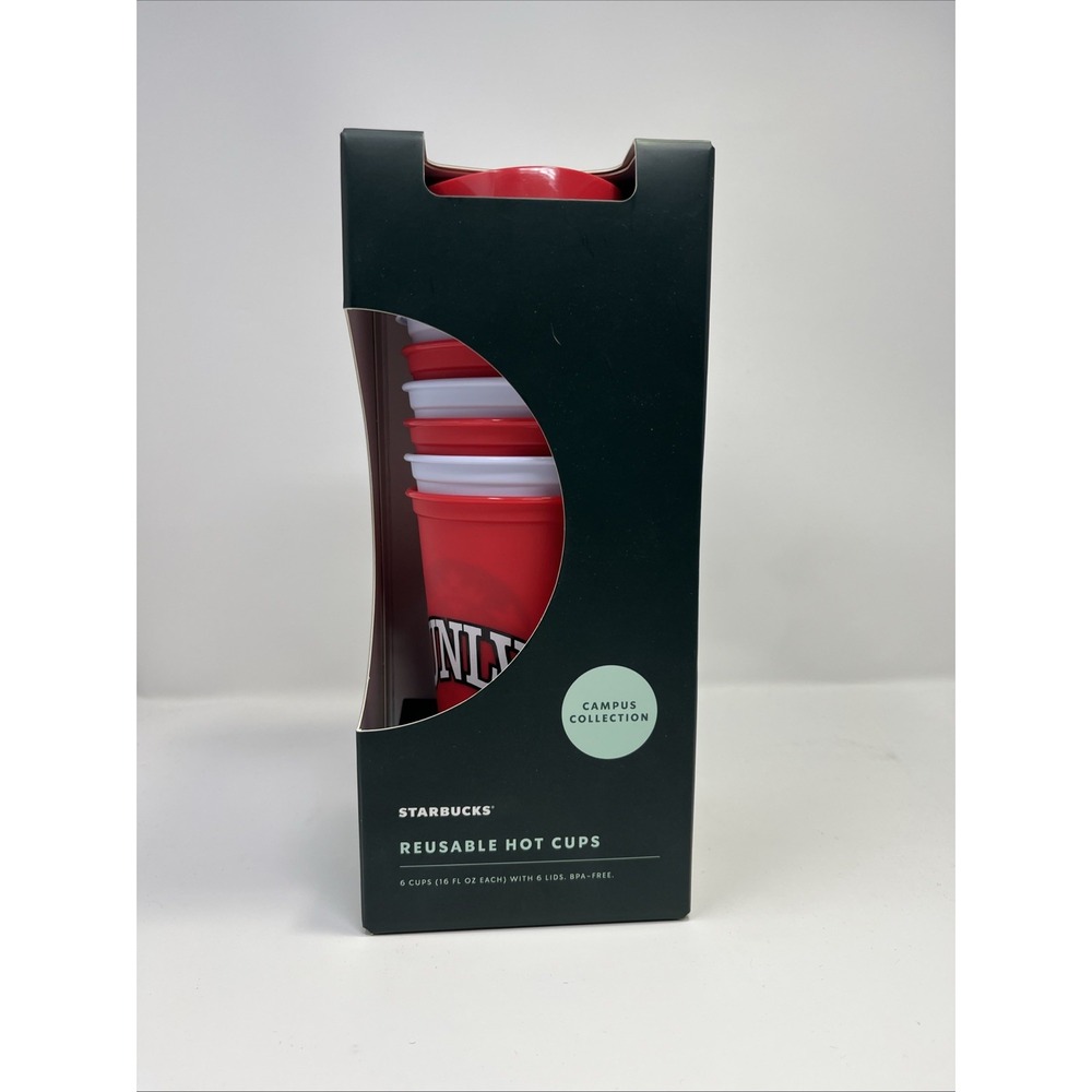 Starbucks Campus collection 6 reusable  HOT cups ‎ 16OZ EA UNLV running rebels